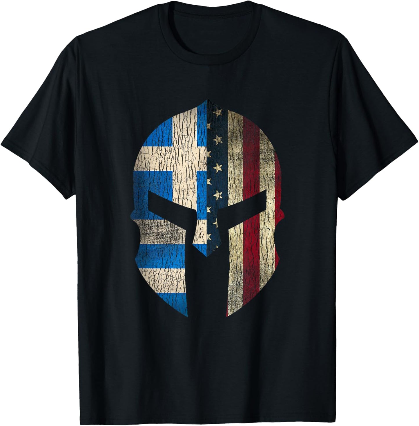 Greek American Pride - Greece Spartan Helmet T-Shirt - T-Shirt | Black