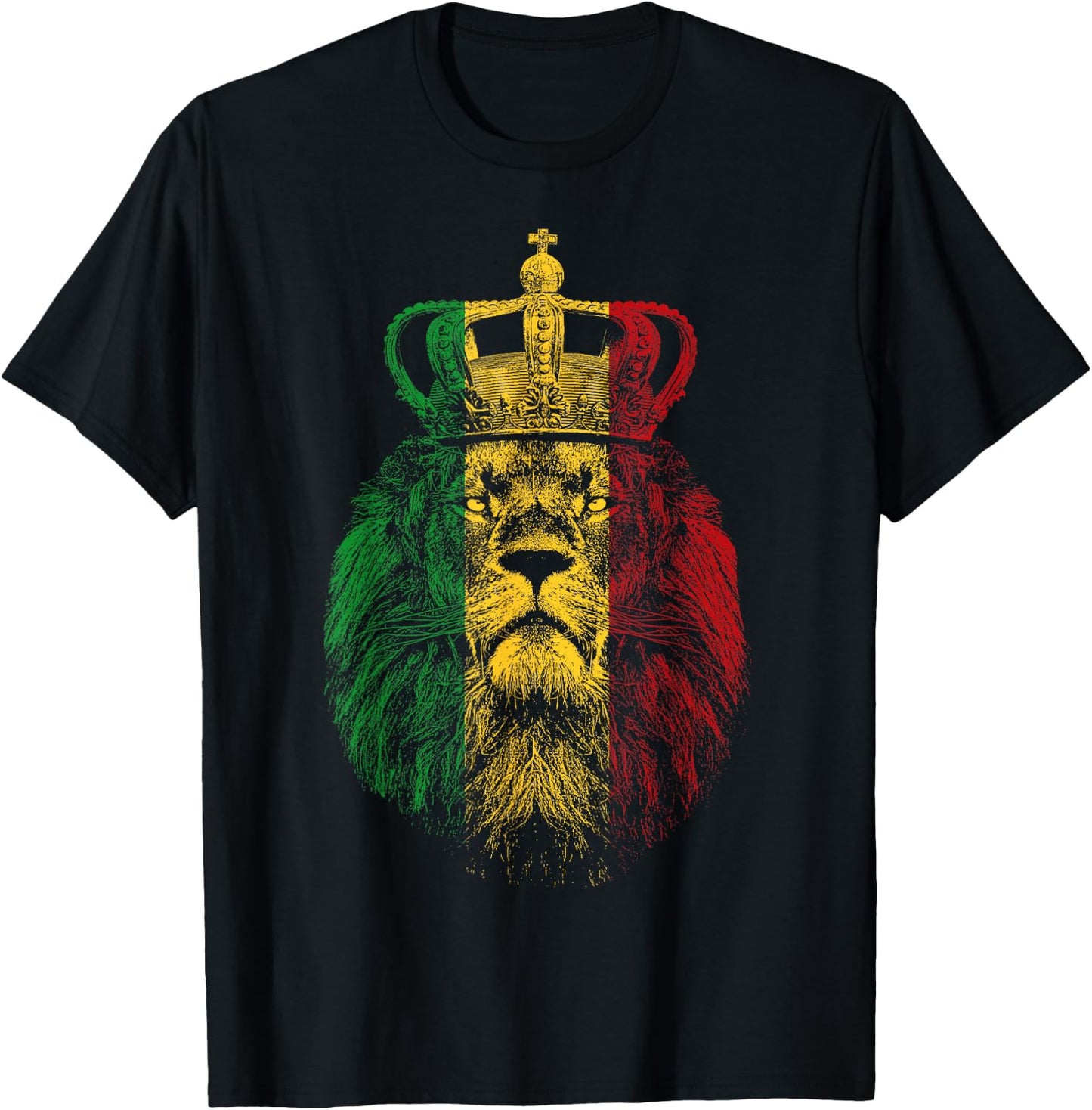 Rasta Lion of Judah Rastafarian Reggae Ethiopian Lion Gift T-Shirt - T-Shirt | Black