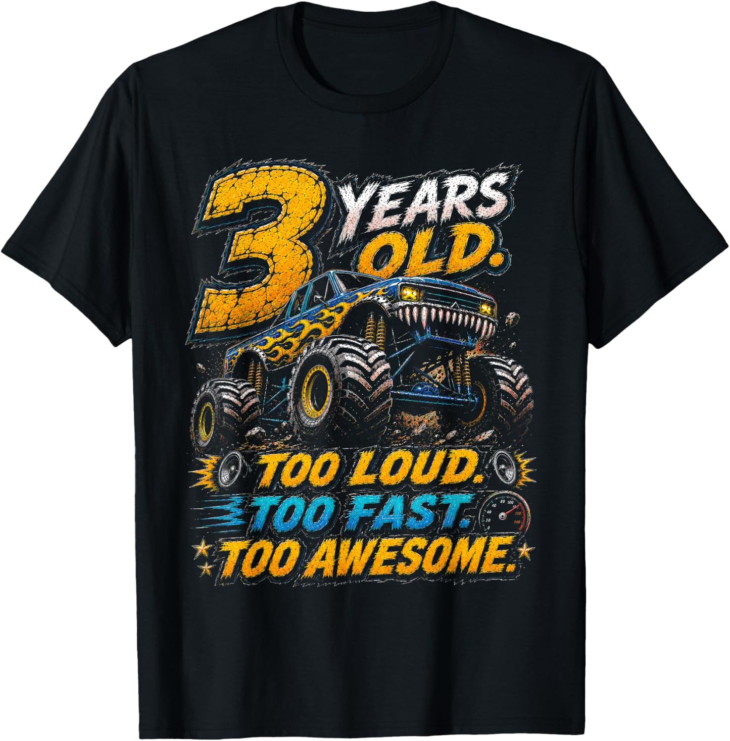 Monster Truck 3rd Birthday Shirt 3 Year Old 3rd Birthday Boy T-Shirt - T-Shirt | Black
