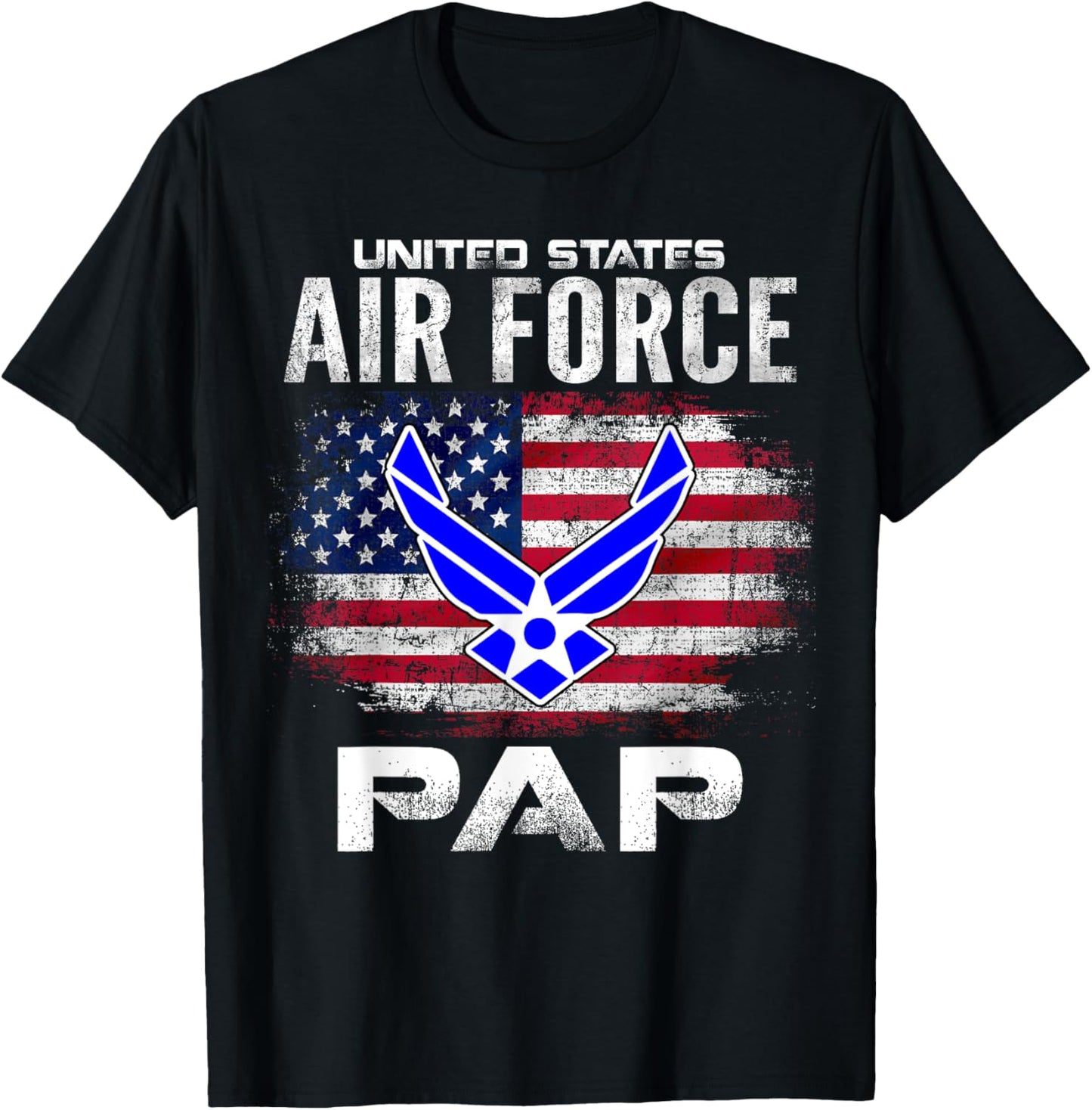 United States Flag American Air Force Pap Veteran Day T-Shirt - T-Shirt | Black