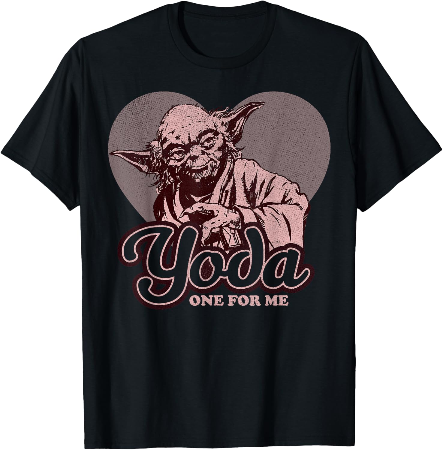 Star Wars Yoda One For Me Heart Vintage Graphic T-Shirt - T-Shirt | Black