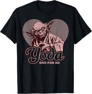 Star Wars Yoda One For Me Heart Vintage Graphic T-Shirt - T-Shirt | Black