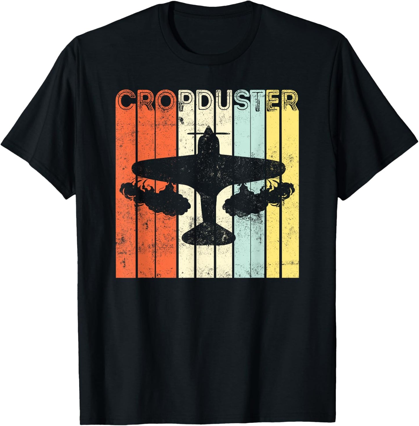 Crop Duster Retro Vintage Plane T-Shirt - T-Shirt | Black