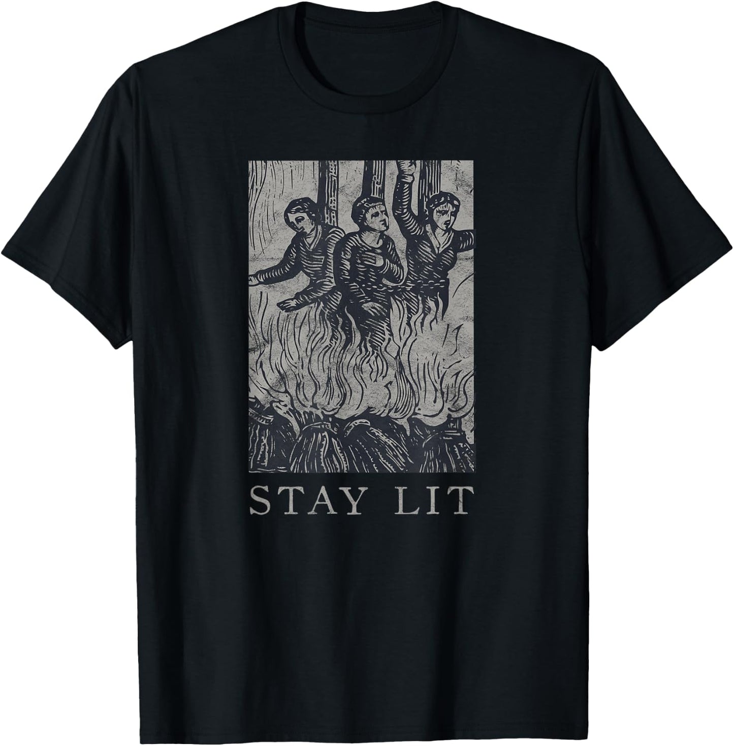 Occult Stay Lit Satan Devil Hell Unholy Antichrist Witch Short Sleeve T-Shirt - T-Shirt | Black