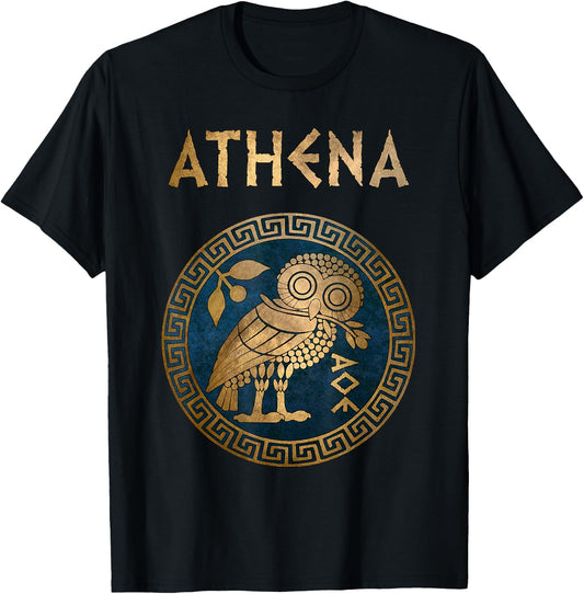 Athens Athenian Owl Symbol of Greek Goddess Athena T-Shirt - T-Shirt | Black