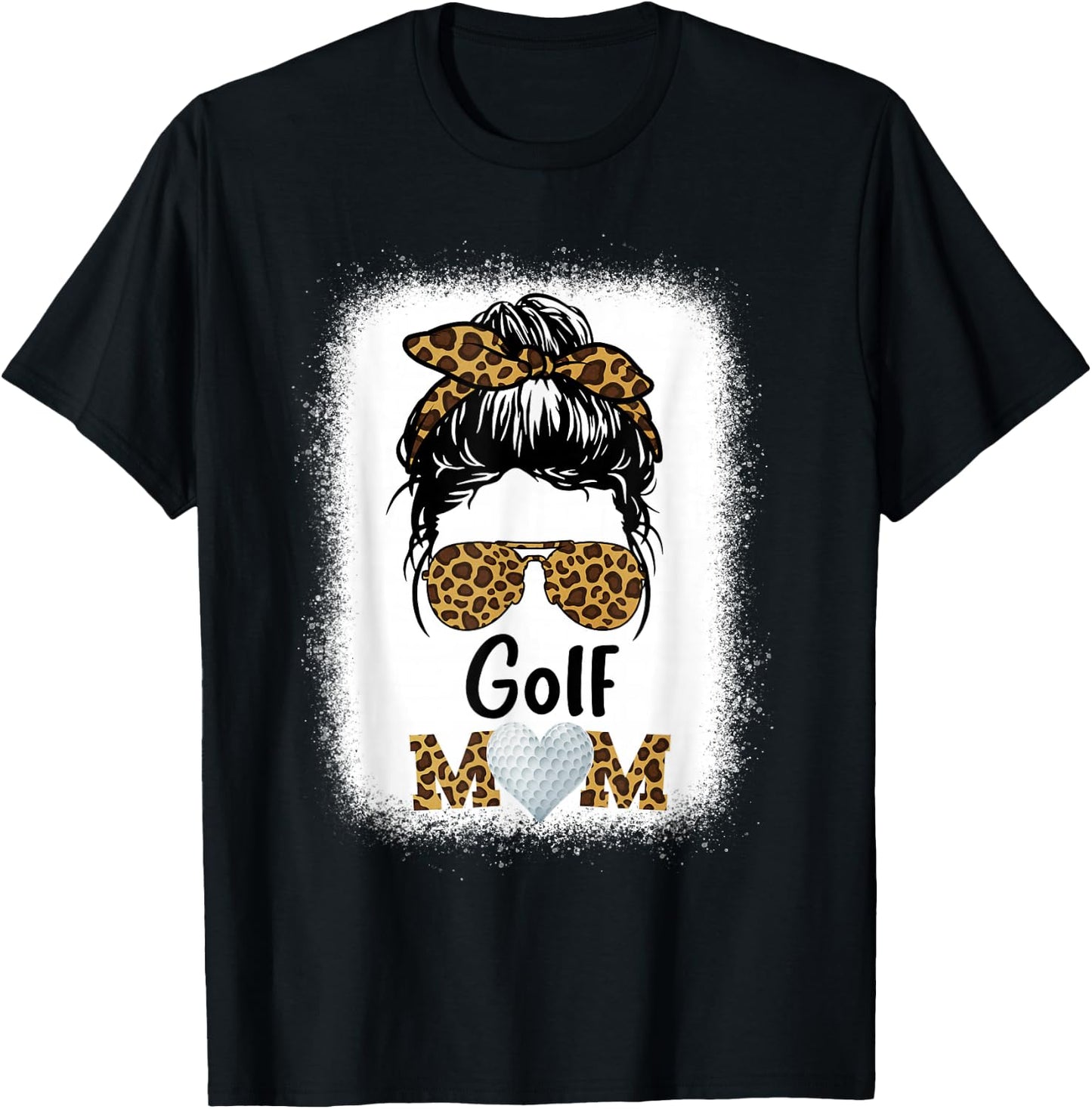 Golf Mom Bleached Leopard Cheetah Print Women Mama Funny T-Shirt - T-Shirt | Black