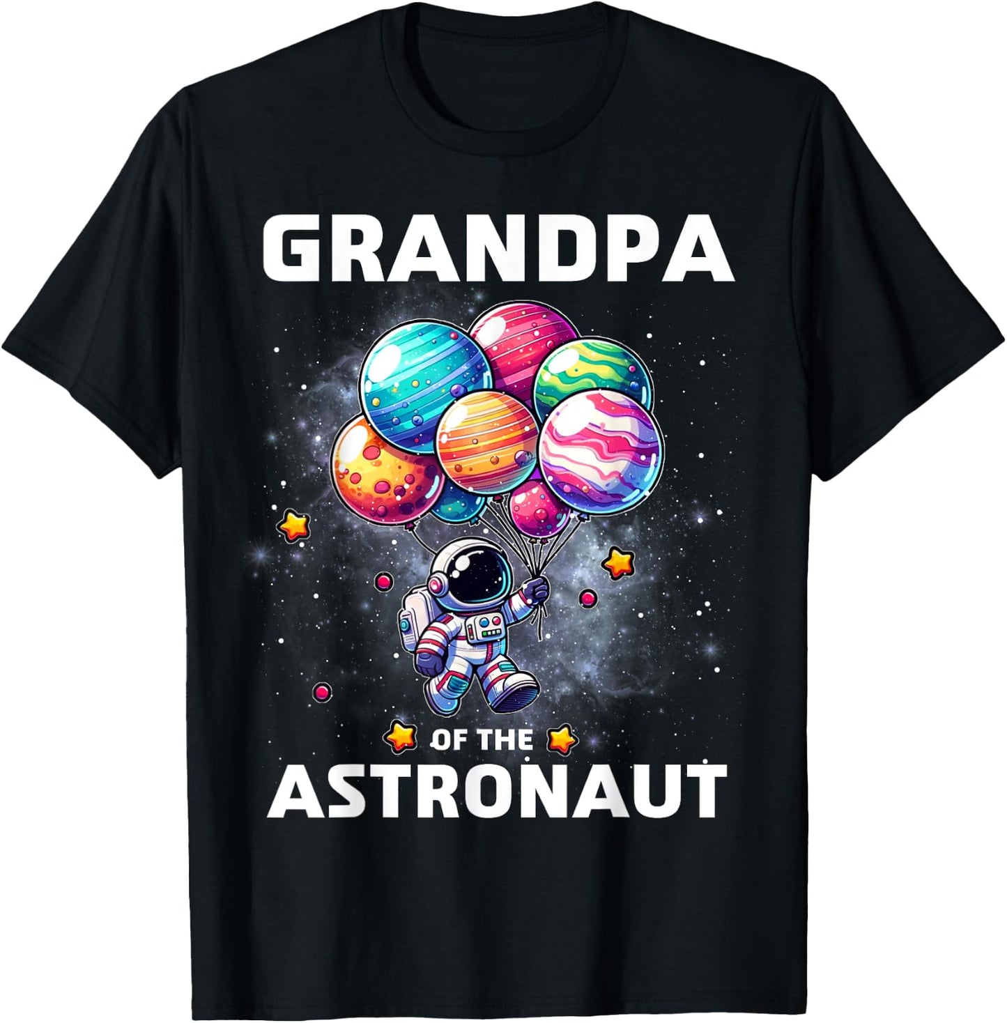 Grandpa of the Astronaut Space Theme First Birthday Party T-Shirt - T-Shirt | Black