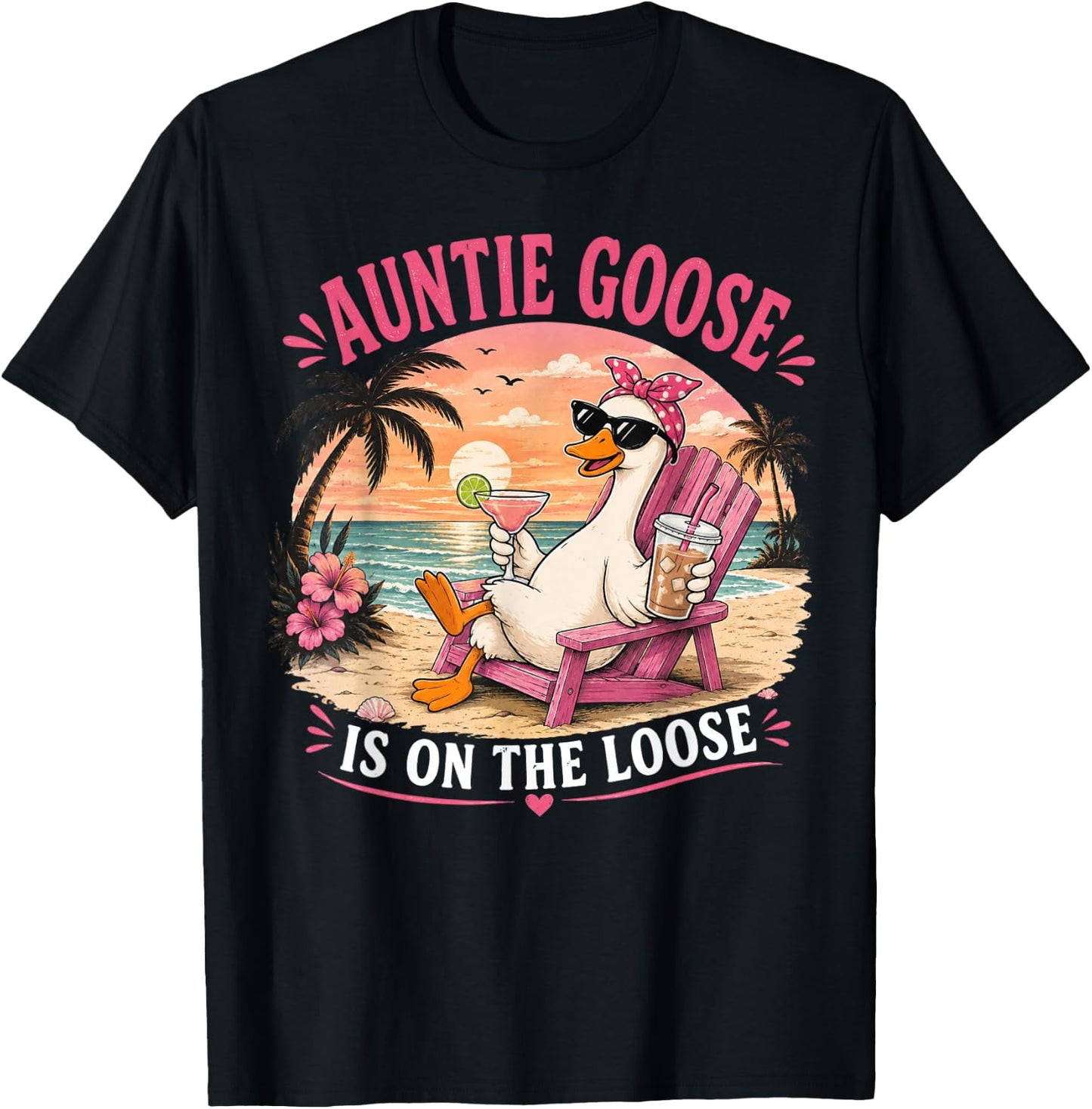 Auntie Goose is On The Loose Funny T-Shirt - T-Shirt | Black