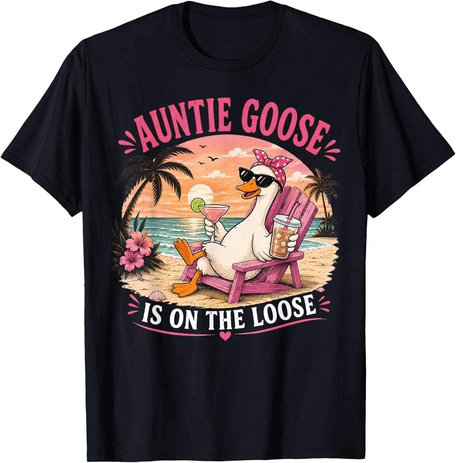 Auntie Goose is On The Loose Funny T-Shirt - T-Shirt | Black
