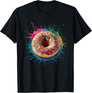 Baking Baker Men Woman Colorful Watercolor Donut T-Shirt - T-Shirt | Black