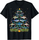 Funny Shark Christmas Tree Xmas Santa Claus Lights Gift T-Shirt - T-Shirt | Black