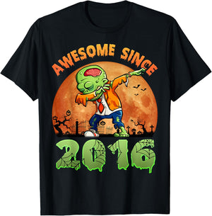 8th Birthday Halloween 8 Years Old Zombie Awesome Since 2016 T-Shirt - T-Shirt | Black