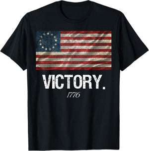 Betsy Ross Flag Shirt Revolution Victory 1776 American Flag Women Men T-Shirt - T-Shirt | Black