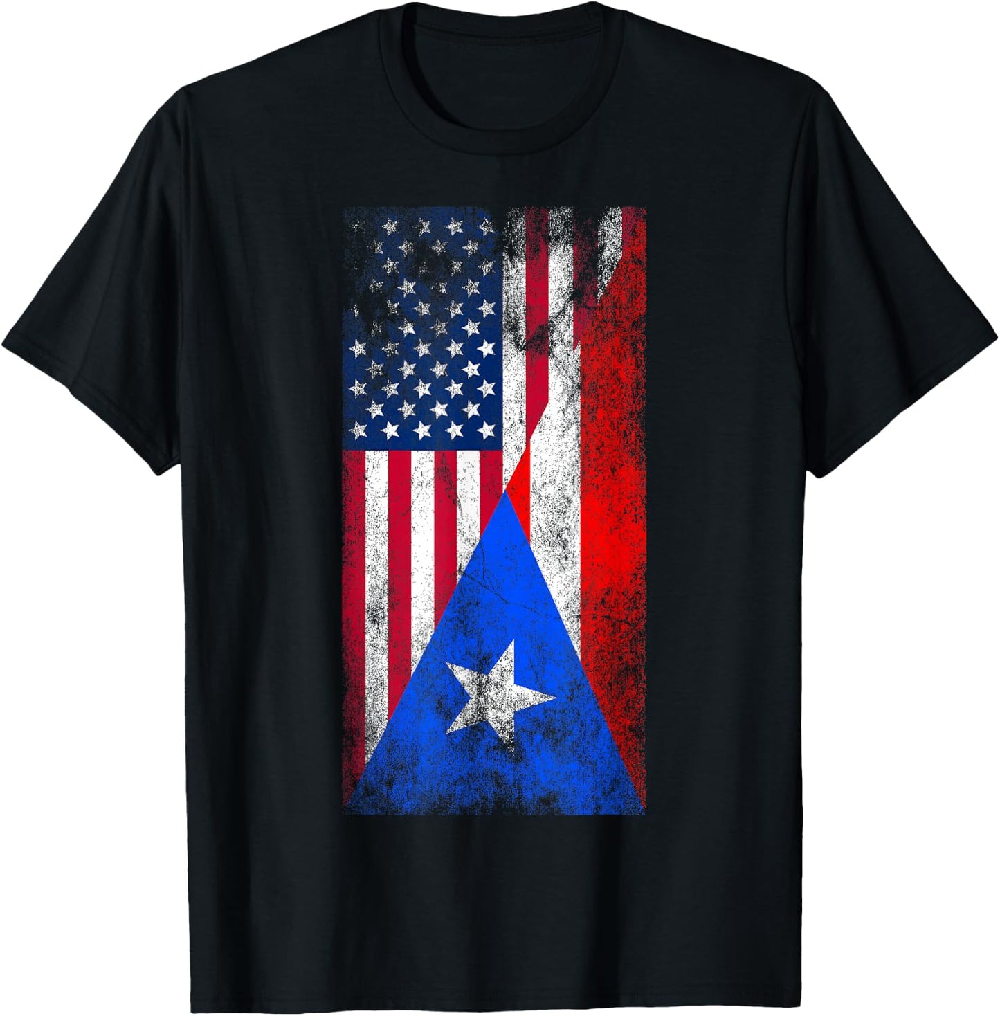 USA & Puerto Rico Flags - US of America, Puerto Rican T-Shirt - T-Shirt | Black