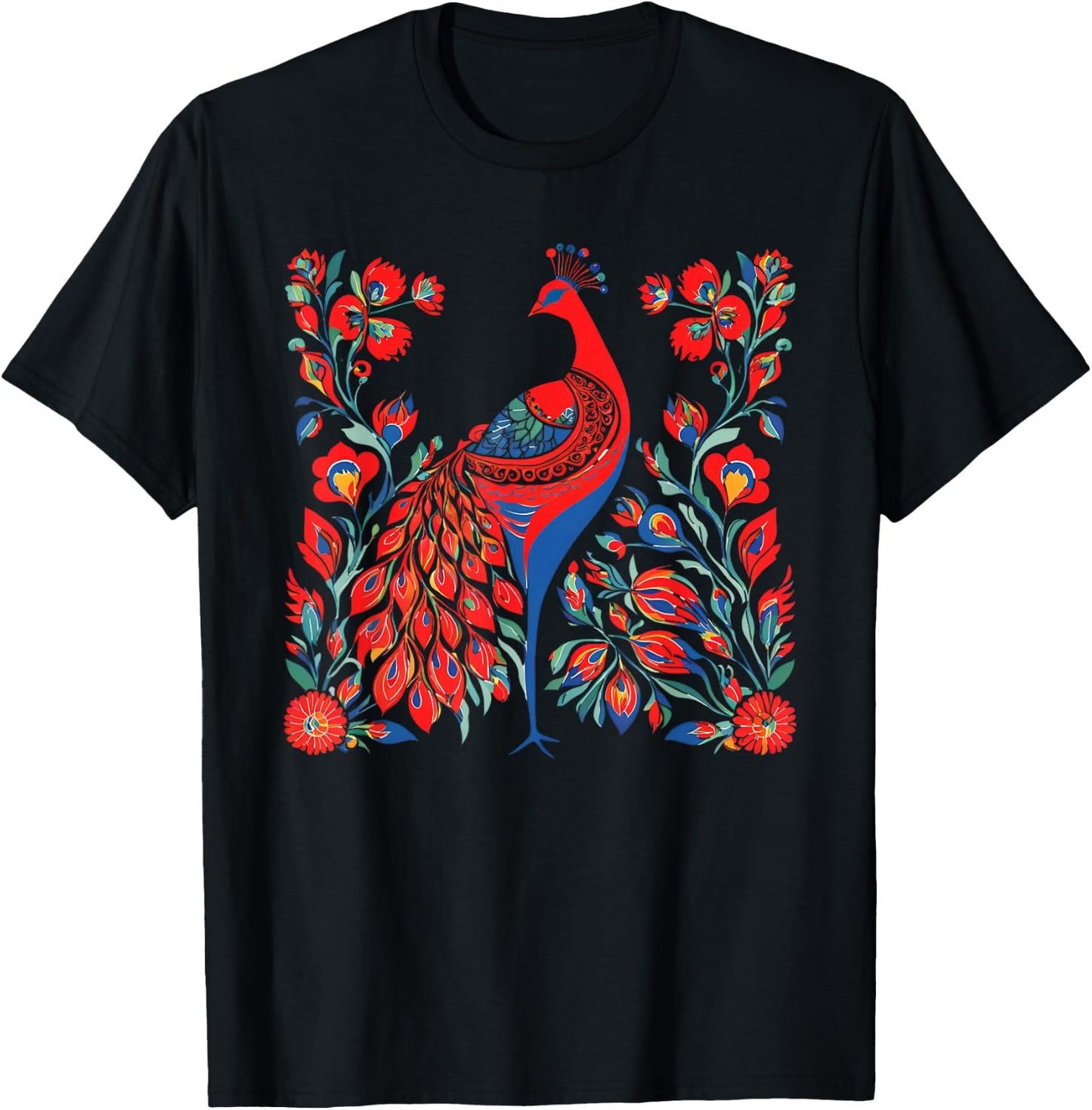 Firebird - Cute Floral Vintage Ukrainian Vyshyvanka Style T-Shirt - T-Shirt | Black