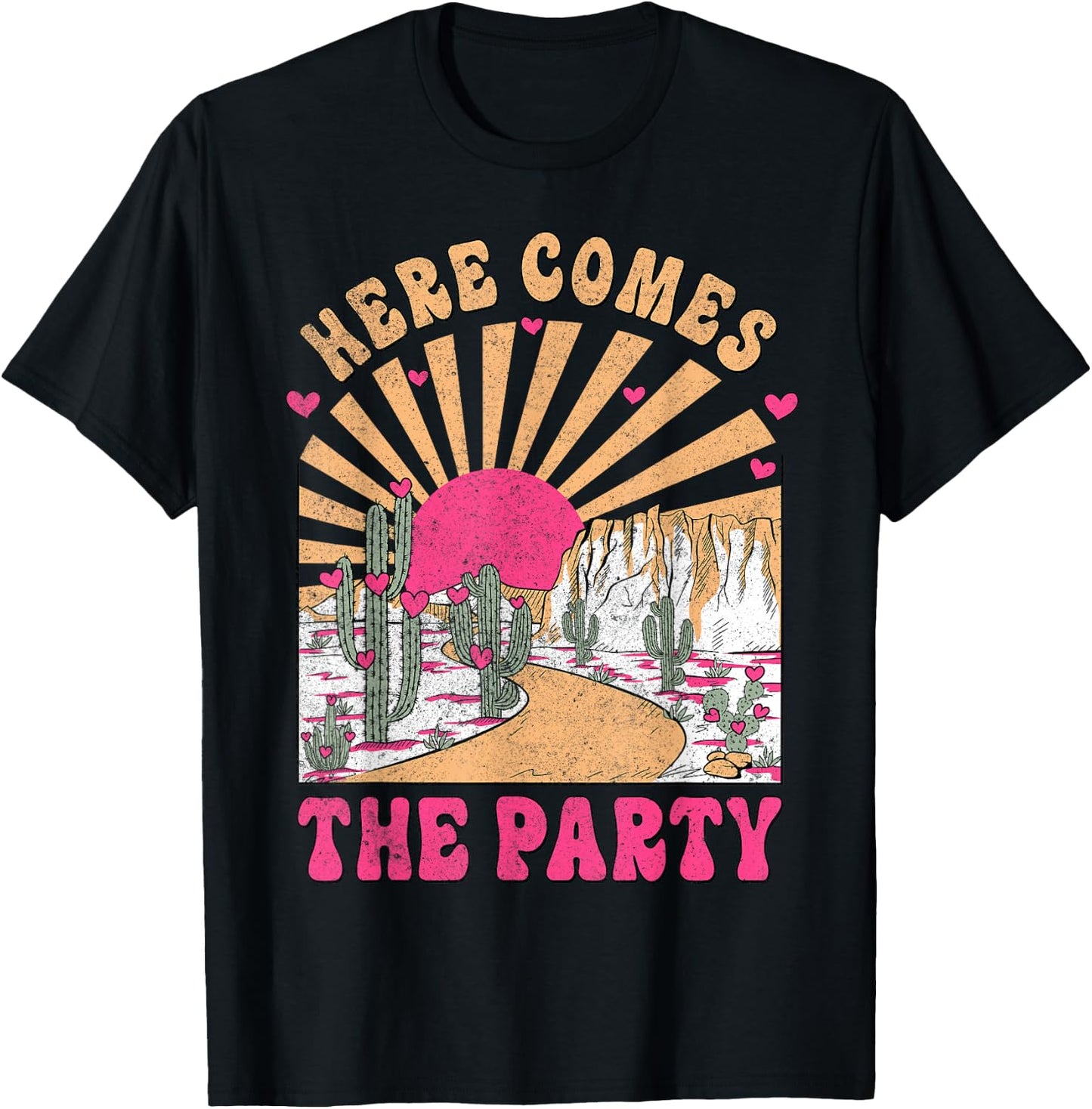 Here Come The Party Retro Desert Bride Squad Bachelorette T-Shirt - T-Shirt | Black