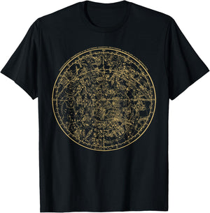 Constellations Map, Astronomy Astrology Mythology T-Shirt - T-Shirt | Black