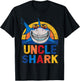 Uncle Shark Retro Pajamas Father Day Uncle Shark T-Shirt - T-Shirt | Black