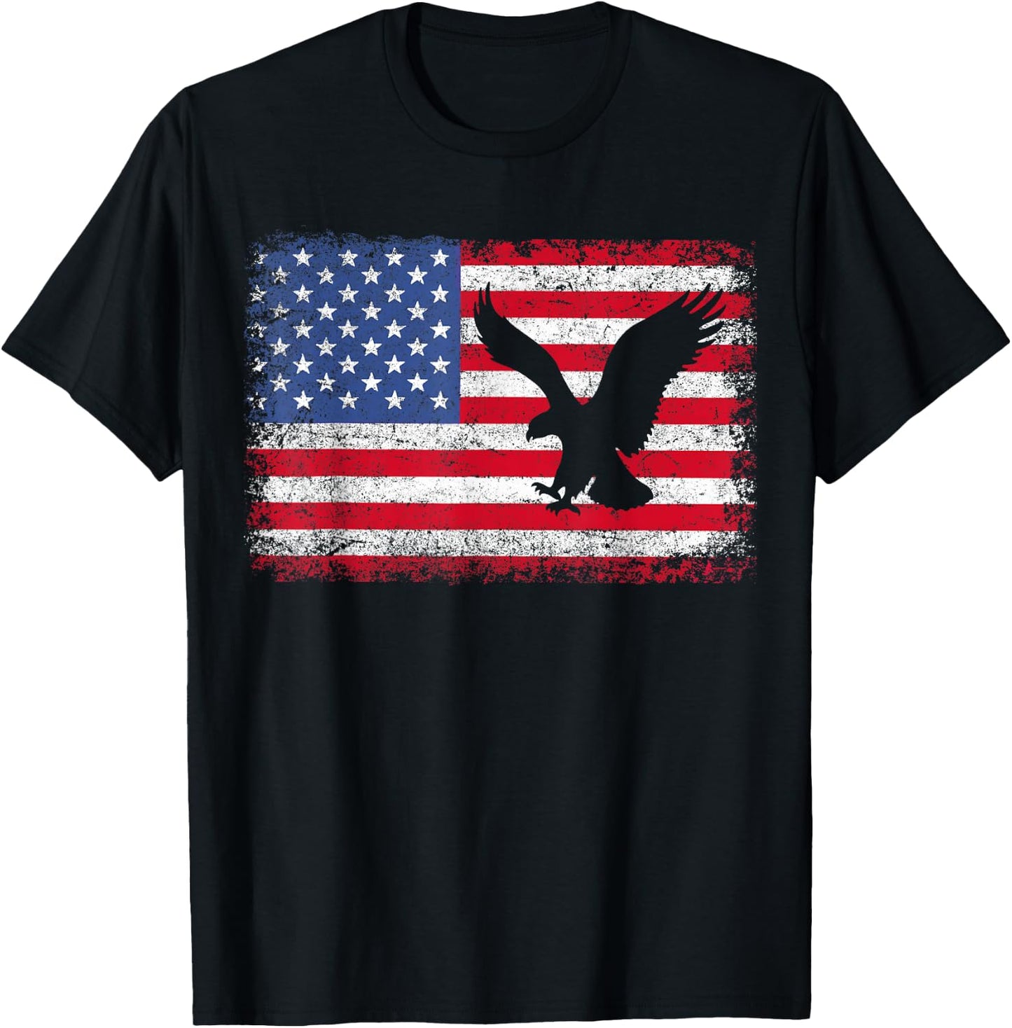 American Flag Eagle USA T Shirt T-Shirt - T-Shirt | Black