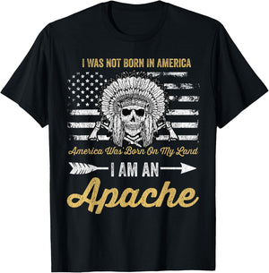 Apache Pride Native American I Was Not Born In America T-Shirt - T-Shirt | Black