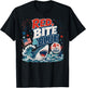 Red Bite & Blue Shark Funny 4th of July Patriotic Summer T-Shirt - T-Shirt | Black