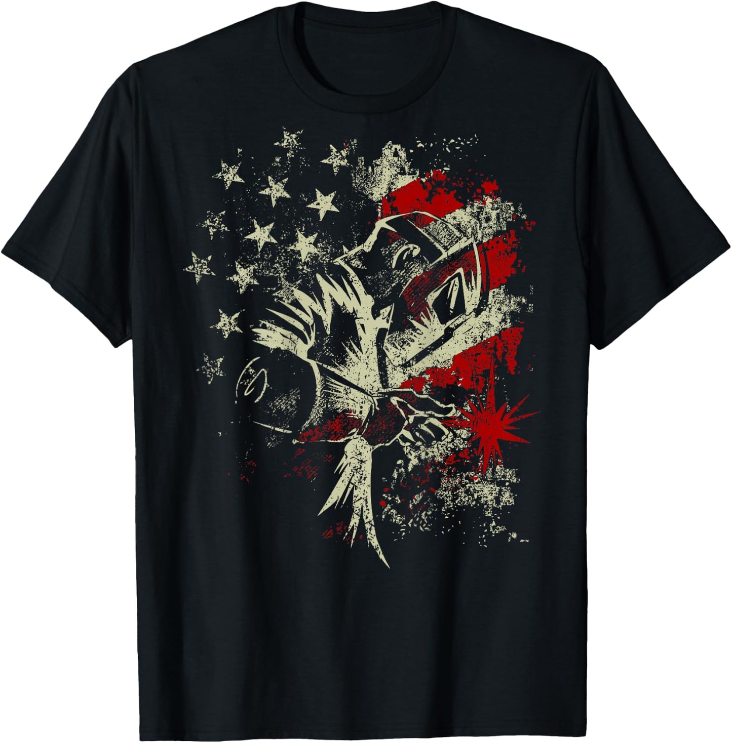 Welding Vintage Patriotic USA American Flag Welder On Back T-Shirt - T-Shirt | Black
