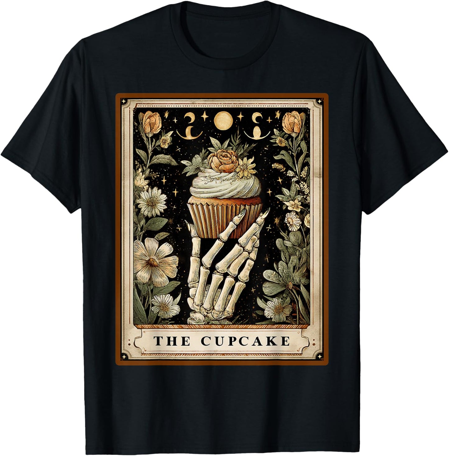 The Cupcake Baker Baking Tarot Card Skeleton Witchy T-Shirt - T-Shirt | Black