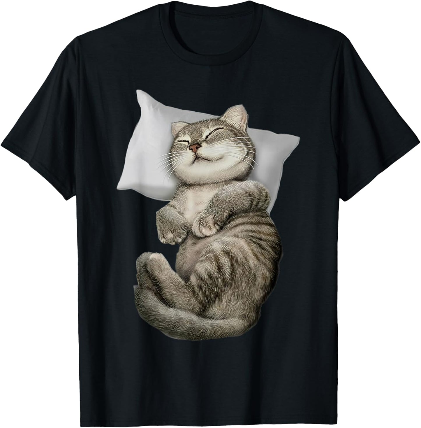 Cat Sleeping On Pillow Cute Cat Sleeping Angel Women T-Shirt - T-Shirt | Black