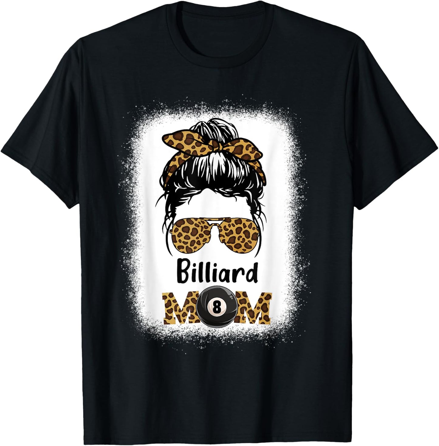 Billard Mom Bleached Leopard Print Pool Balls Player Women T-Shirt - T-Shirt | Black