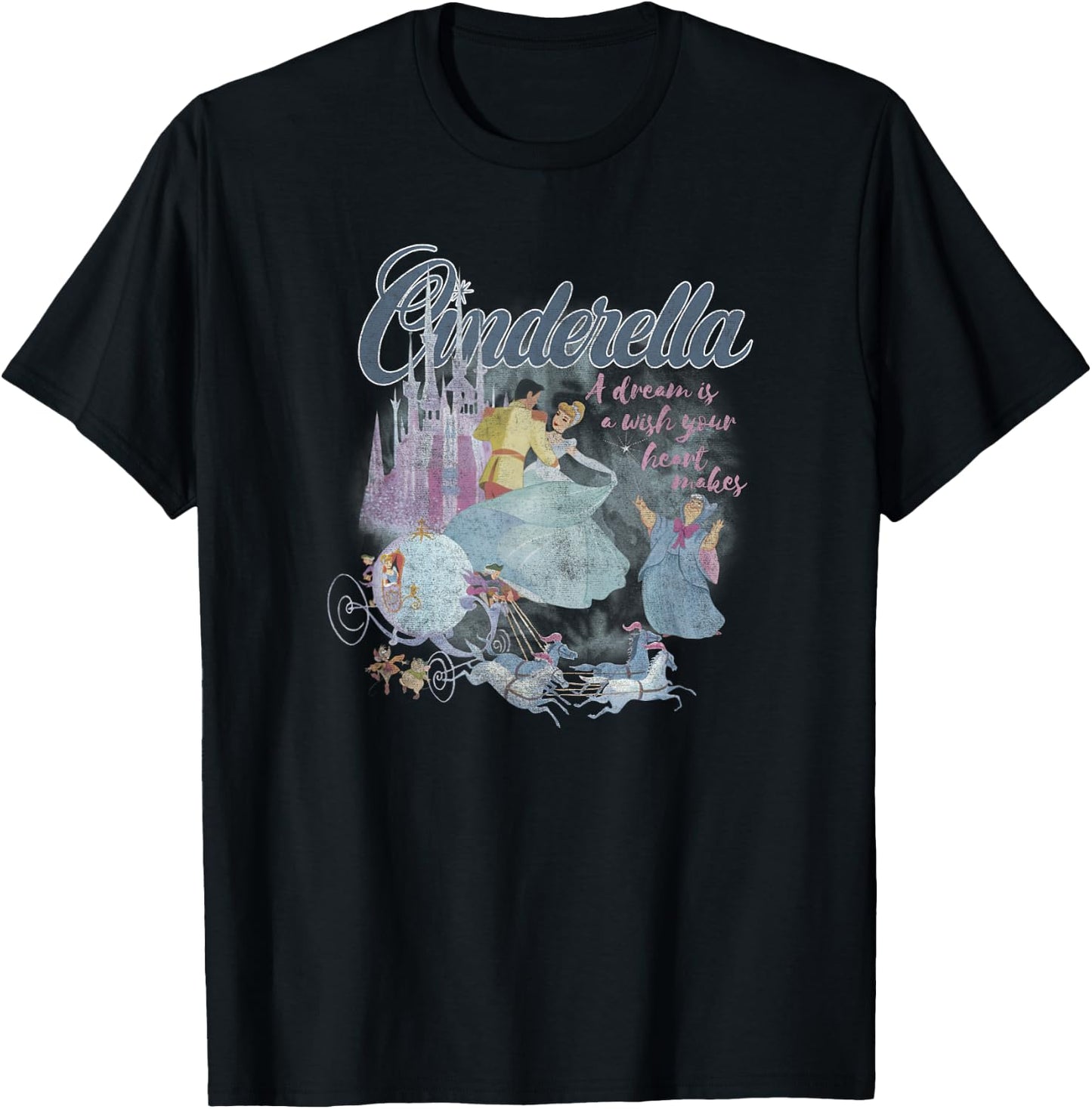 Disney Cinderella A Dream is A Wish Classic Poster T-Shirt - T-Shirt | Black