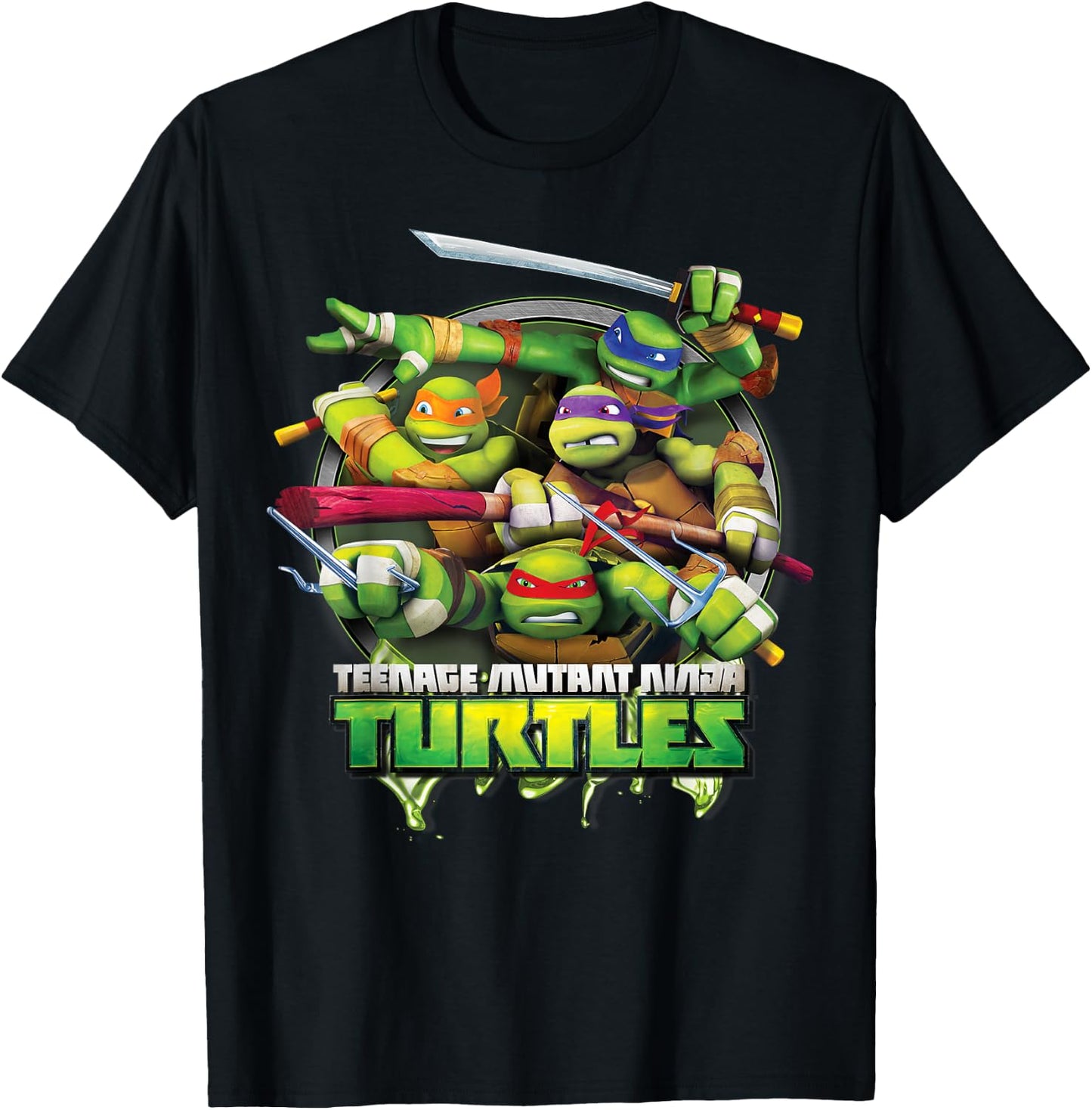 Teenage Mutant Ninja Turtles Bursting Through Sewer T-Shirt - T-Shirt | Black