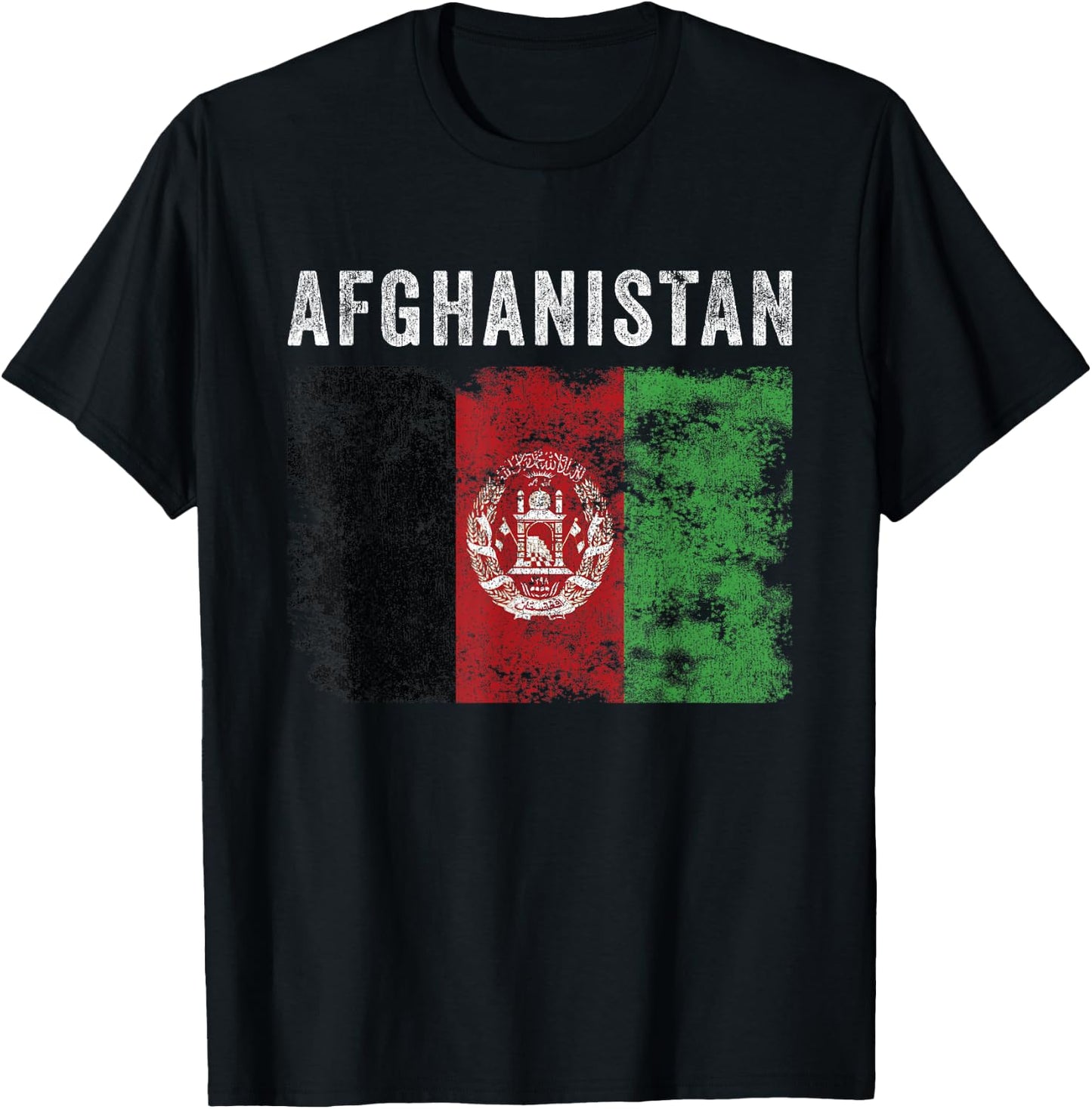 Afghanistan Flag Distressed - Men Women Kids - Afghan Flag T-Shirt - T-Shirt | Black