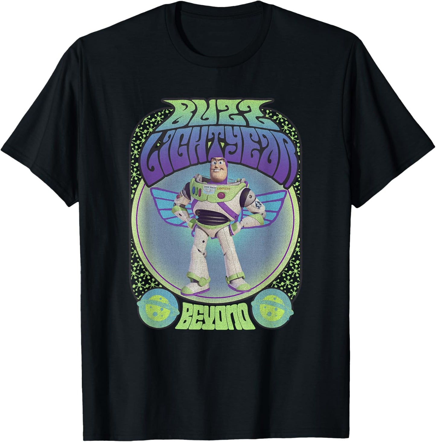 Disney Pixar Toy Story Buzz Lightyear Seventies Poster T-Shirt - T-Shirt | Black