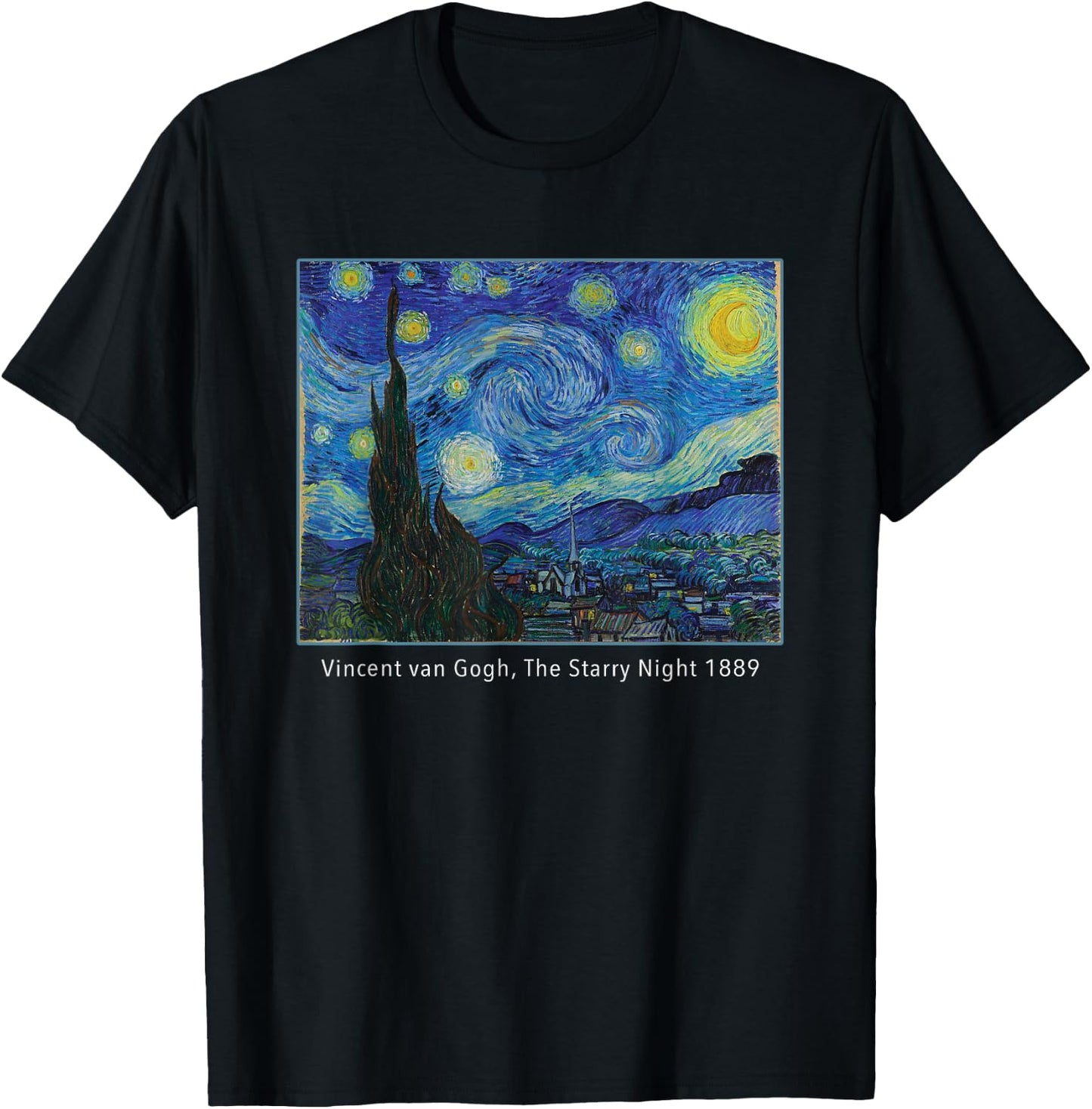 The Starry Night Vincent Van Gogh Famous Vintage Art Stylish T-Shirt - T-Shirt | Black