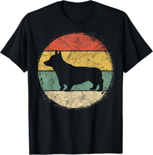 Circular Retro Corgi Owner Gift Welsh Corgi Dad Pet Mom T-Shirt - T-Shirt | Black