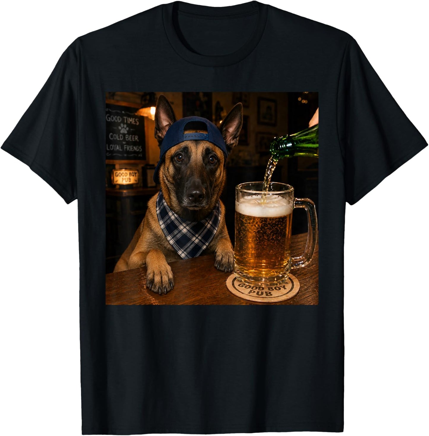 Belgian Malinois Drinking Beer Funny Dog Meme T-Shirt - T-Shirt | Black
