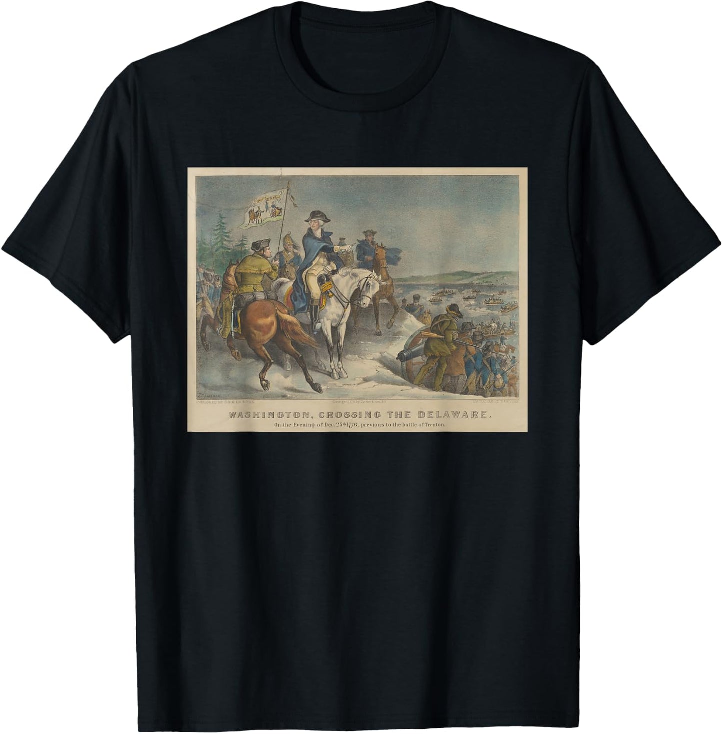 General Washington Crossing the Delaware River T-Shirt - T-Shirt | Black