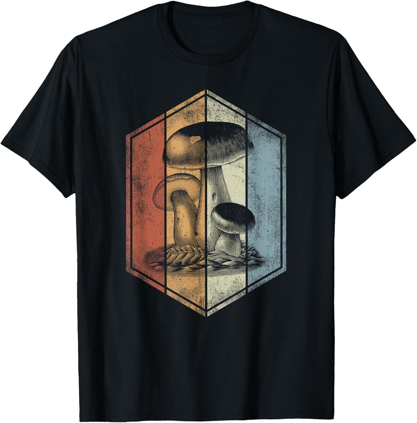 Mushroom Retro Style Mycology Fungi Foraging Mushroom Lover T-Shirt - T-Shirt | Black