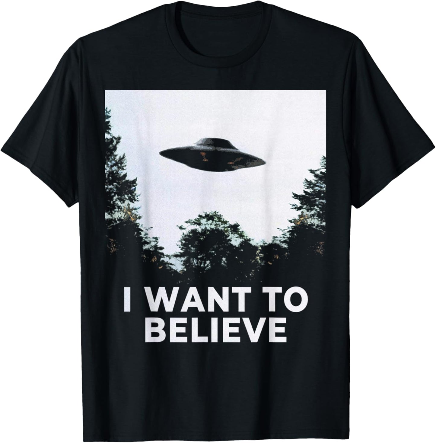 Alien UFO Hunter Cool Alien Spaceship I Want To Believe T-Shirt - T-Shirt | Black
