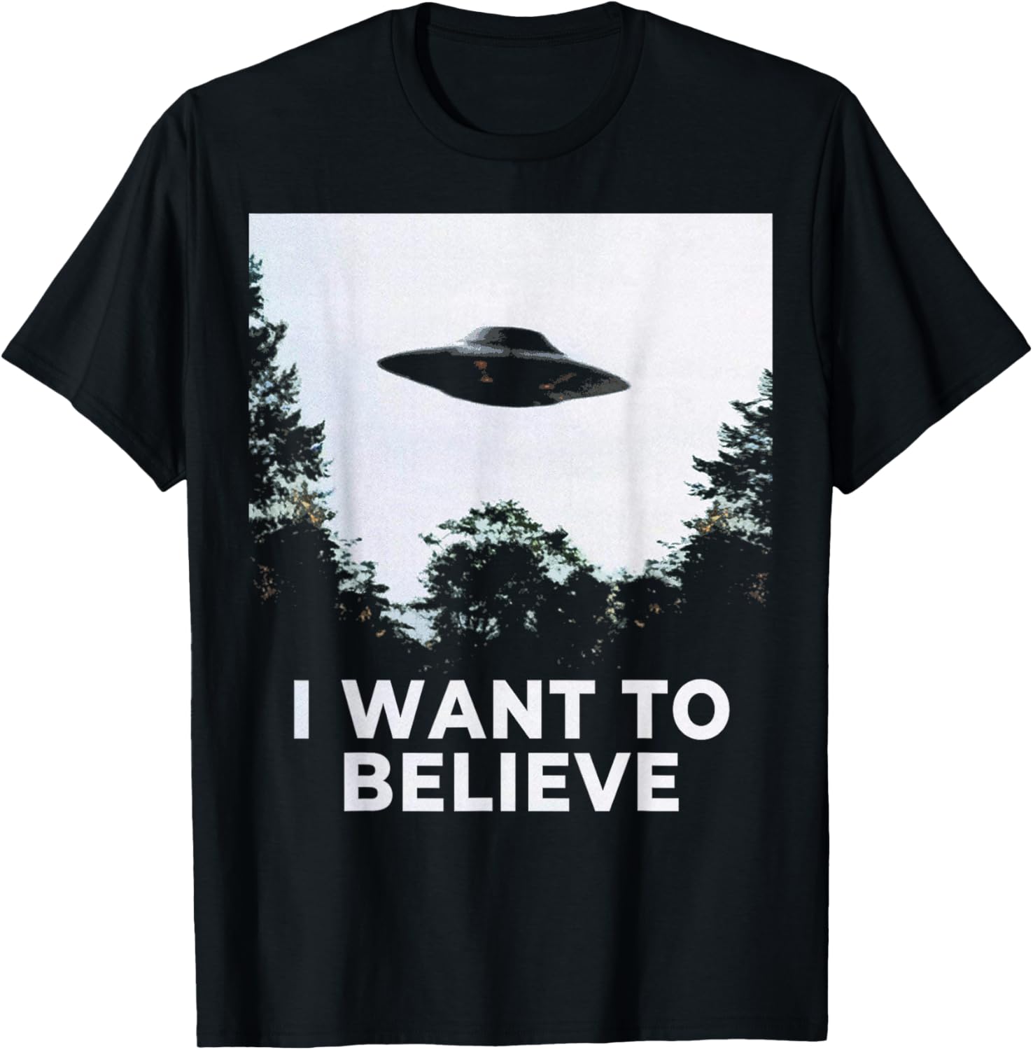 Alien UFO Hunter Cool Alien Spaceship I Want To Believe T-Shirt - T-Shirt | Black