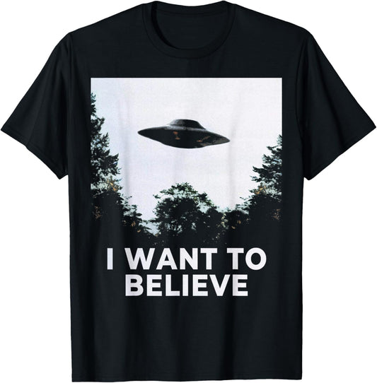 Alien UFO Hunter Cool Alien Spaceship I Want To Believe T-Shirt - T-Shirt | Black