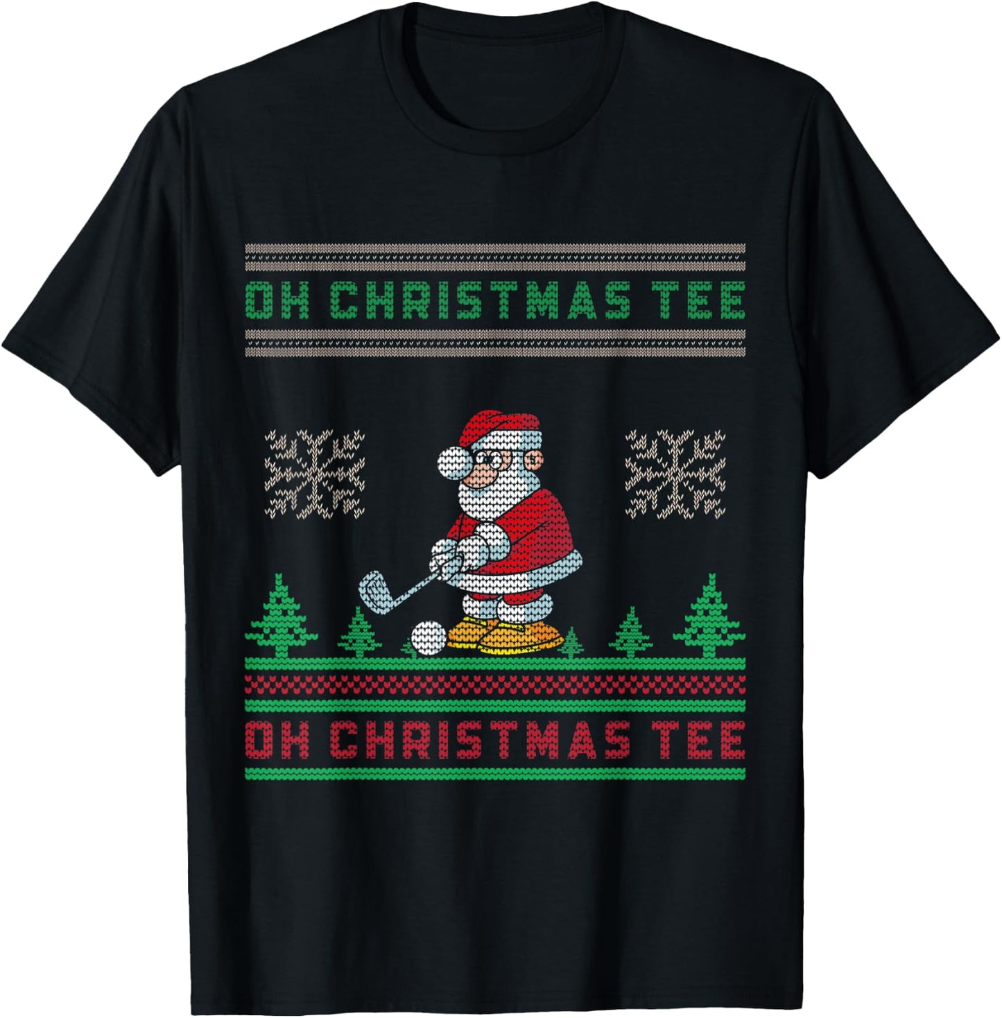 Oh Christmas Funny Santa Claus Playing Golf T-Shirt - T-Shirt | Black