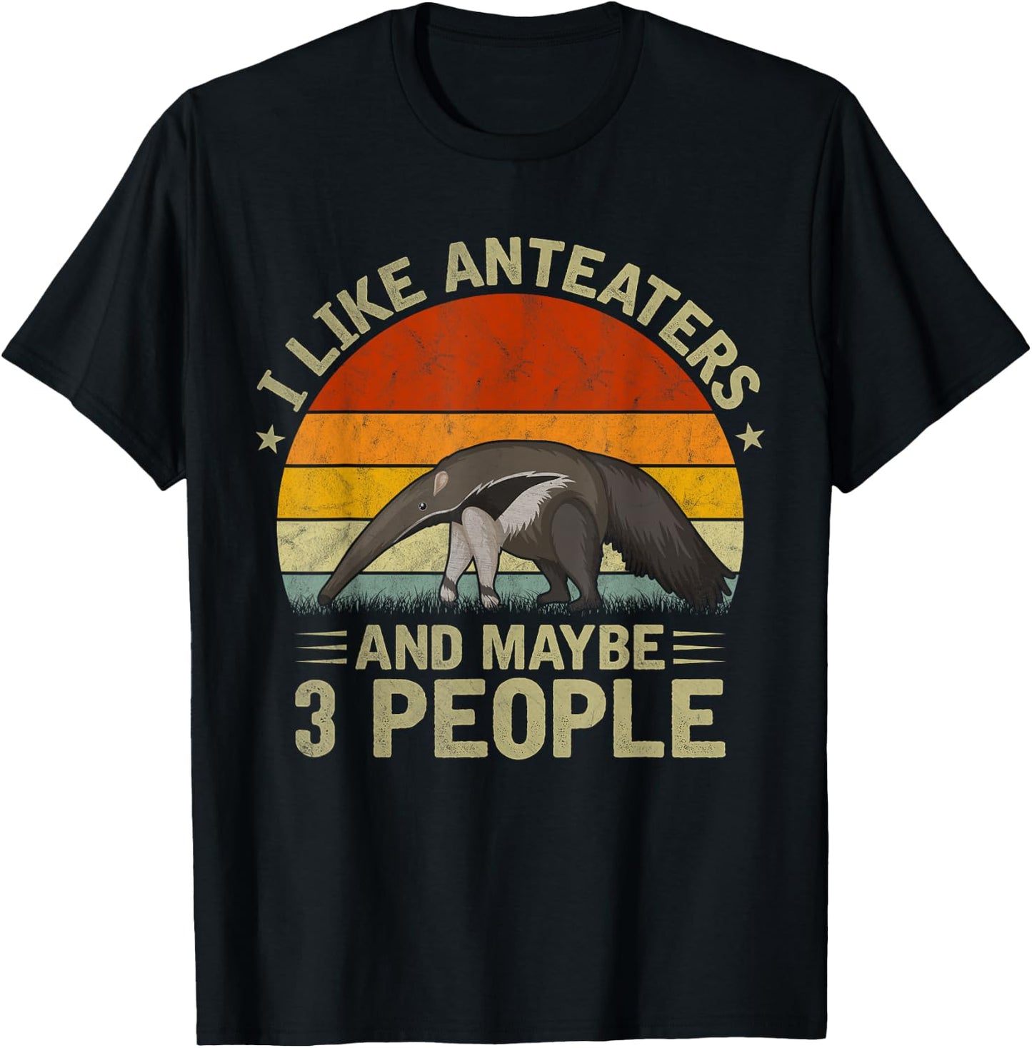 I Like Anteaters and Maybe 3 People Anteater Lover Retro T-Shirt - T-Shirt | Black