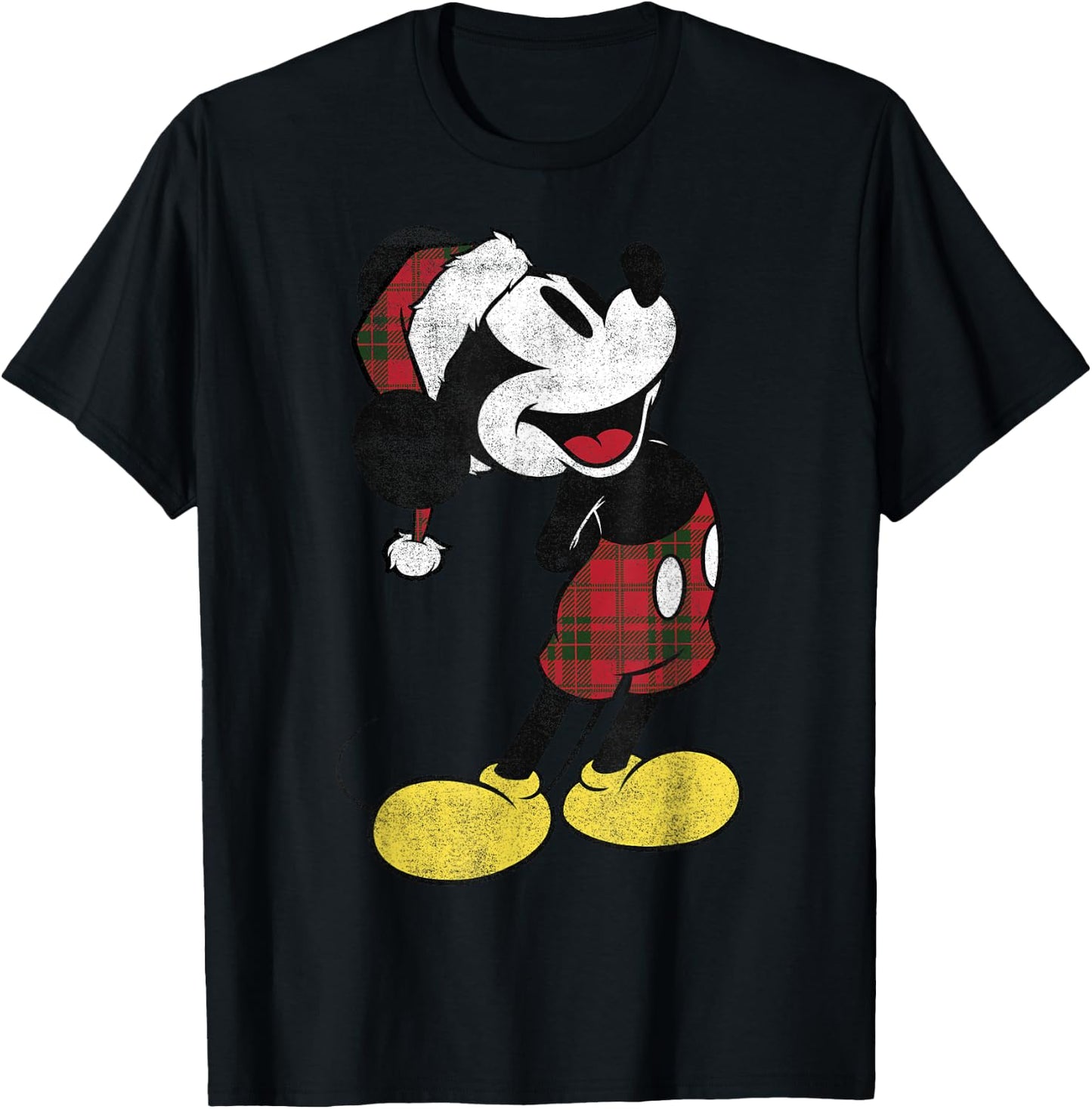 Disney Mickey and Friends Christmas Mickey Plaid Outfit T-Shirt - T-Shirt | Black