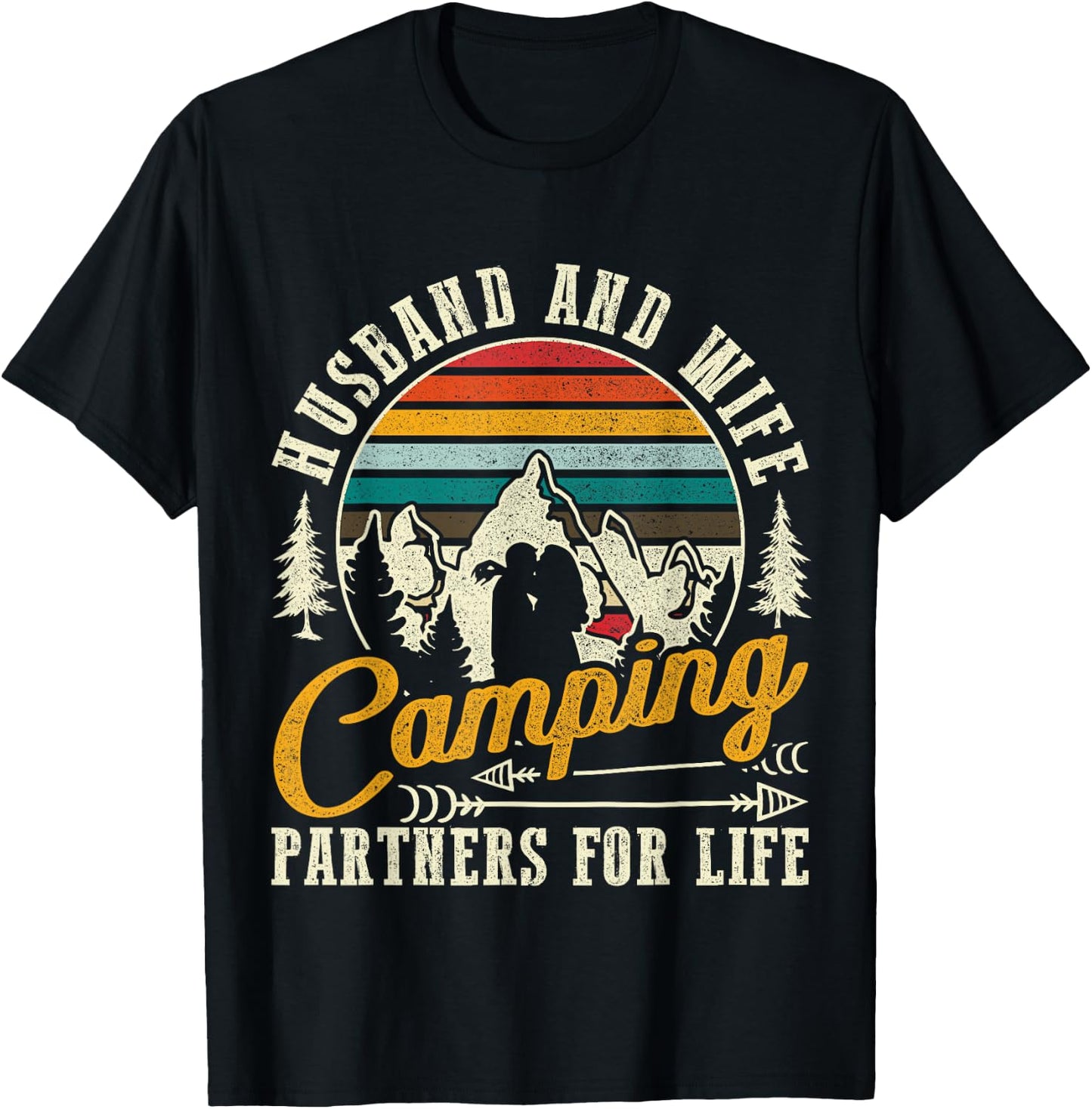 Husband And Wife Camping Partners For Life Sweet T-Shirt - T-Shirt | Black