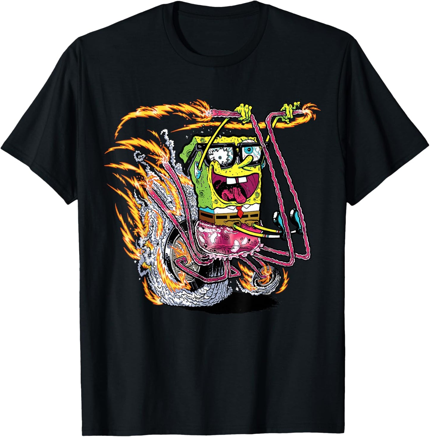 SpongeBob SquarePants SpongeBob Comic Bike T-Shirt - T-Shirt | Black