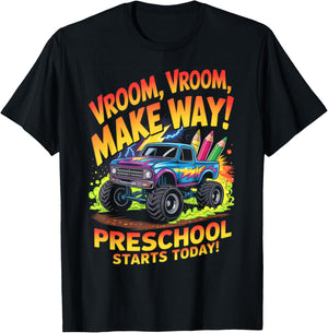 Back to School Preschool Pre-K Monster Truck First Day Boys T-Shirt - T-Shirt | Black