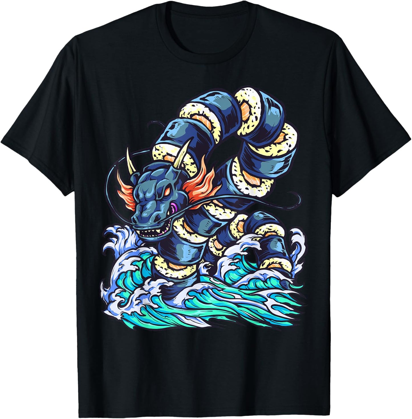 Sushi Dragon Sushi Lover Sushi Restaurant Japanese Art T-Shirt - T-Shirt | Black