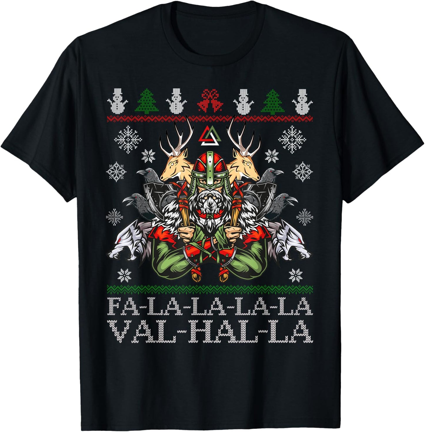 Viking Santa Christmas Sweater a Valhalla Christmas Sweater T-Shirt - T-Shirt | Black