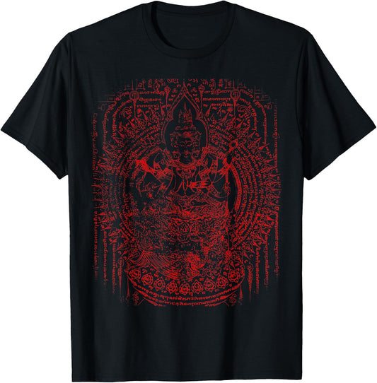 Sawadee Thai Traditional Sak Yant Thai Twin Tigers Muay Thai T-Shirt - T-Shirt | Black